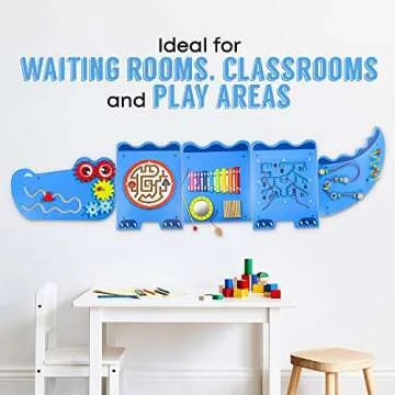 LITTLE CHUBBY ONE Crocodile Activity Wall Busy Board Panels - Fun and Educational Toy for Kids - Easy to Install Wall Mounted Interactive Board Games and Mazes for Kids Encourages Development