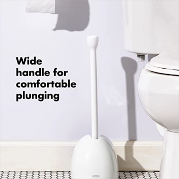 OXO Good Grips Toilet Plunger with Cover White Efficient