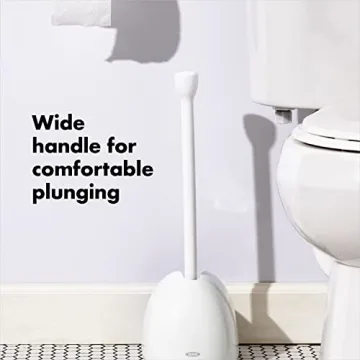 OXO Good Grips Toilet Plunger with Cover White Efficient