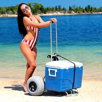 Folding Beach Cart with Balloon Tires - Lightweight & Portable