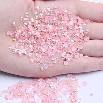 Diamonds Glitz Mixed 1000pcs 2-6mm Light Pink AB Resin Nail Rhinestones 3D Non Hotfix Glitter Round ...
