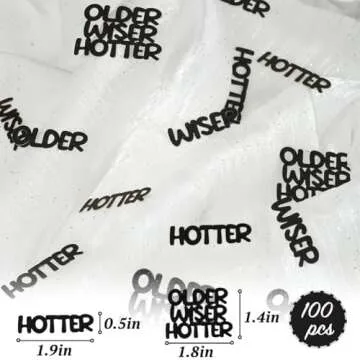 Older Wiser Hotter Glitter Confetti for Black Birthday Party Table Scatter, Sprinkle Decorations for Women Men 25th 30th 40th 50th 60th 70th 80th Birthday Anniversary Paper Confetti (100 PCS)