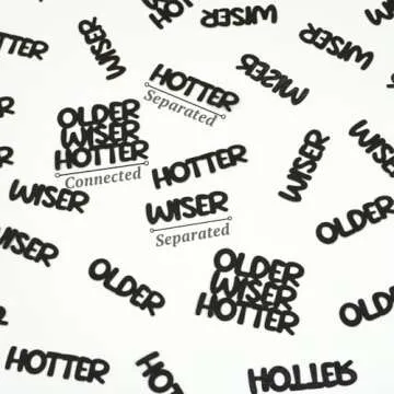 Older Wiser Hotter Glitter Confetti for Black Birthday Party Table Scatter, Sprinkle Decorations for Women Men 25th 30th 40th 50th 60th 70th 80th Birthday Anniversary Paper Confetti (100 PCS)