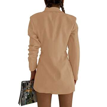 Hdieso Women's Elegant Blazers Dress Long Sleeve Button Work Office Events Blazer Outfits Nude