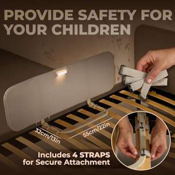 ARTTONA Toddler Bed Rail with Night Light - Portable Safety Solution
