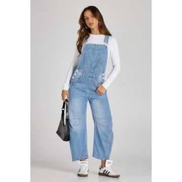 Trendy PLNOTME Women's Denim Bib Overalls with Pockets