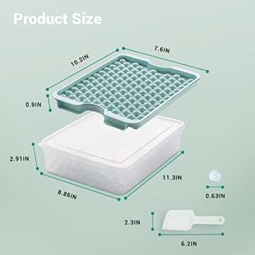 Combler Mini Ice Cube Tray 3 Pack, Upgraded Round Trays for Freezer, Ice Maker for Chilling Coffee Drinks, With Lid and Bin, Kitchen Gadgets, Blue