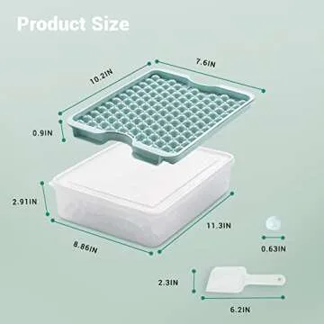 Combler Mini Ice Cube Tray 3 Pack, Upgraded Round Trays for Freezer, Ice Maker for Chilling Coffee Drinks, With Lid and Bin, Kitchen Gadgets, Blue