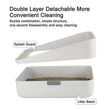 Sfozstra Open , Removable , Easy to Clean Semi-Closed Litter Box for Cats and Small Dogs (White Smal...