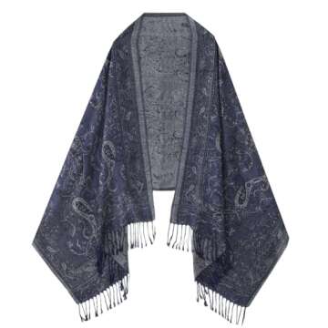 Umjetnost Womens Soft Silky Pashmina Rave Scarf Paisley Pattern Pashmina Shawl Wrap with Fringes (Na...
