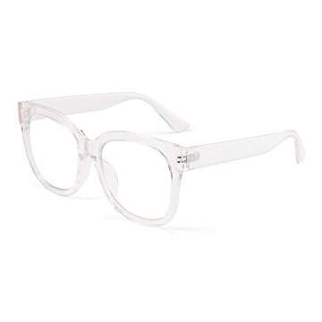 JIM HALO Oversized Blue Light Glasses for Women Square Chunky Bluelight Computer Glasses Reduce Eye ...
