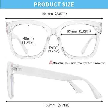 JIM HALO Oversized Blue Light Glasses for Women Square Chunky Bluelight Computer Glasses Reduce Eye Strain Clear
