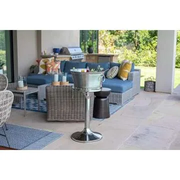 BIRDROCK HOME Metal Beverage Tub w/Stand, Scoop & Bottle Opener - Stainless Steel Double Wall Ice Cooler - Large Drinks, Beer, Wine, Champagne Chiller Buckets w/Holder for Parties - Silver Container