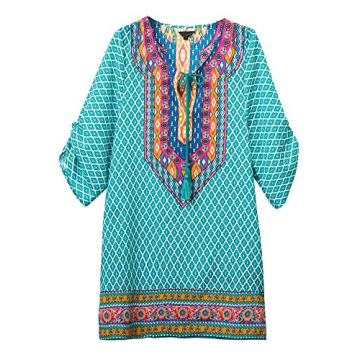 Women Bohemian Neck Tie Vintage Printed Ethnic Style Summer Shift Dress