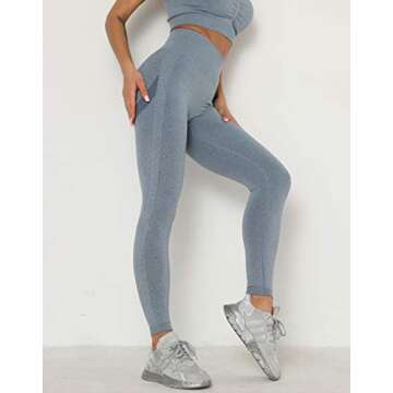 MANIFIQUE High Waist Workout Leggings for WomenSeamless Tummy Control Compression Yoga Pant Non See-Through