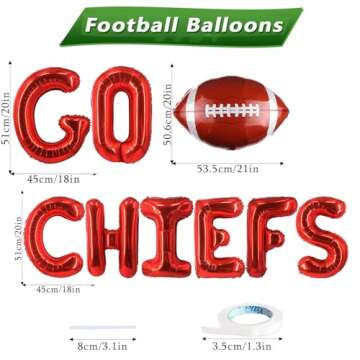 Go Chiefs Balloons Banner Party Decorations, Super Football 2025 Go Chiefs Foil Balloons Chiefs Banner Sport Party Decorations