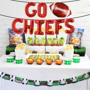 Go Chiefs Balloons Banner Party Decorations, Super Football 2025 Go Chiefs Foil Balloons Chiefs Banner Sport Party Decorations
