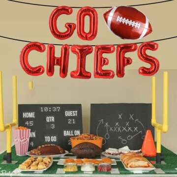 Go Chiefs Balloons Banner Party Decorations, Super Football 2025 Go Chiefs Foil Balloons Chiefs Banner Sport Party Decorations
