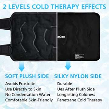 RelaxCoo XXL Knee Ice Pack Wrap Around Entire Knee After Surgery, Reusable Gel Ice Pack for Knee Injuries, Large Ice Pack for Pain Relief, Swelling, Knee Surgery, Sports Injuries, 1 Pack