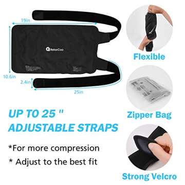 RelaxCoo XXL Knee Ice Pack Wrap Around Entire Knee After Surgery, Reusable Gel Ice Pack for Knee Injuries, Large Ice Pack for Pain Relief, Swelling, Knee Surgery, Sports Injuries, 1 Pack
