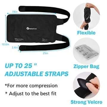 RelaxCoo XXL Knee Ice Pack Wrap Around Entire Knee After Surgery, Reusable Gel Ice Pack for Knee Injuries, Large Ice Pack for Pain Relief, Swelling, Knee Surgery, Sports Injuries, 1 Pack