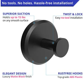 Durable HOME SO Suction Cup Hooks for Bathroom & Kitchen