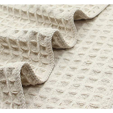 VeraSong Waffle Weave Kitchen Towels Thick Microfiber Dish Drying Towels Absorbent Tea Towels Hand Towel Lint Free 16Inch x 24Inch 3 Pack Khaki