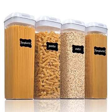 Vtopmart 4 PCS Airtight Food Storage Containers, BPA Free Plastic Spaghetti Pasta Containers with Ea...