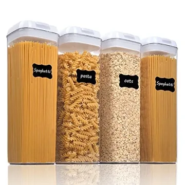 Vtopmart 4 PCS Airtight Food Storage Containers, BPA Free Plastic Spaghetti Pasta Containers with Ea...