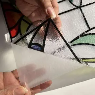 lsrrret Window Film，3D Matte Stained Glass，Decorative Window Sticker，Privacy Frosted Static Cling for Glass， Garden Flower (FR00, 17in X17in)