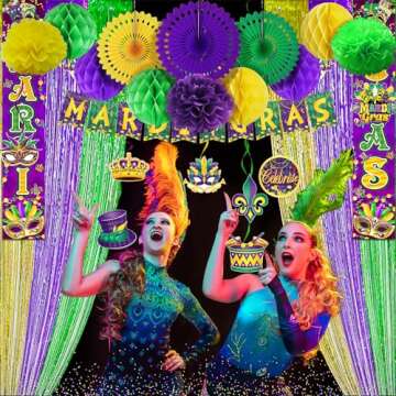Mardi Gras Decorations - 48pc Party Set for Fat Tuesday Celebrations