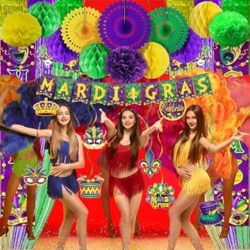 48pcs Mardi Gras Party Decorations for Festive Fun!