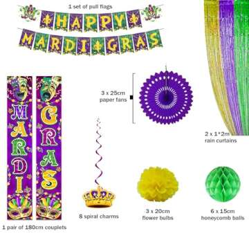 48pcs Mardi Gras Party Decorations for Festive Fun!