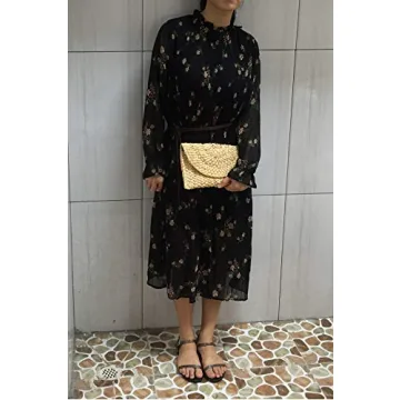 alilove Straw Clutch Bags for Women Summer Evening Handbags Bride Wedding Purse Vacation Beach Clutch Handmade Woven Envelope Wallet