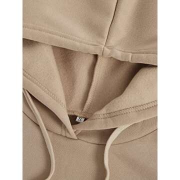 Floerns Women's Letter Graphic Print Long Sleeve Drawstring Hoodie Sweatshirt A Khaki L