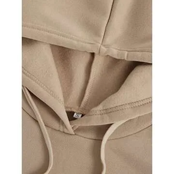 Floerns Women's Letter Graphic Print Long Sleeve Drawstring Hoodie Sweatshirt A Khaki L