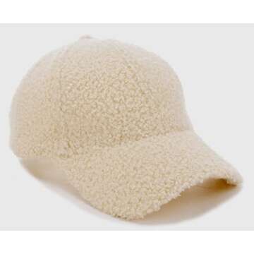 YCMI Winter Warm Baseball-Cap for Women - Adjustable Faux-Lamb-Wool Hat for Outdoor Travel Baseball Cap (Beige, 22"-23.6")