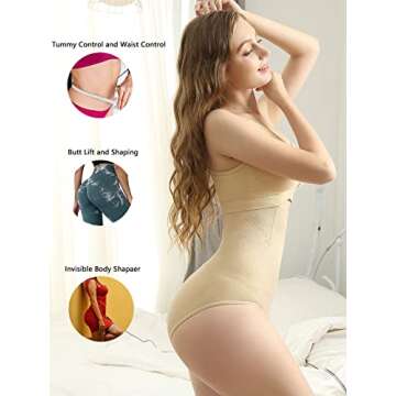 iloveSIA Womens Shapewear High Waist C-Section Recovery Slimming Underwear Tummy Control Panties 2Nude+Black Size S