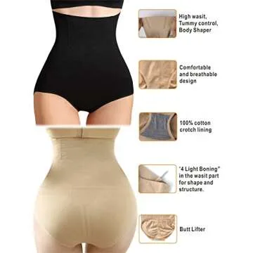 iloveSIA Womens Shapewear High Waist C-Section Recovery Slimming Underwear Tummy Control Panties 2Nude+Black Size S