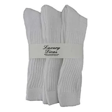 Luxury Divas White All Cotton 3 Pack Extra Heavy Slouch Socks Made In USA