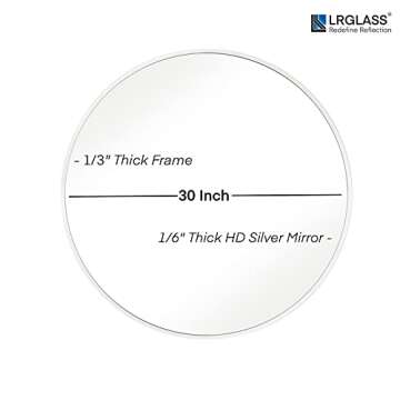 LRGLASS Round Mirror 30" Silver Aluminium Alloy Frame, Wall- Mounted Mirror for Bathroom Vanity, Mantel and Wall Decor
