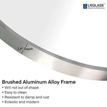 LRGLASS Round Mirror 30" Silver Aluminium Alloy Frame, Wall- Mounted Mirror for Bathroom Vanity, Mantel and Wall Decor