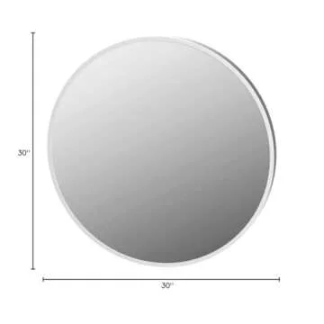 LRGLASS Round Mirror 30" Silver Aluminium Alloy Frame, Wall- Mounted Mirror for Bathroom Vanity, Mantel and Wall Decor