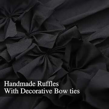 Homechoice Decor Thermal Insulated Blackout Window Curtains, Boho Ruched Window Treatments with 3 Rows of Butterfly Flowers, Rustic Rod Pocket Drapes for Room, 54" W x 84" L, 2 Panels, Black(LQ-30)