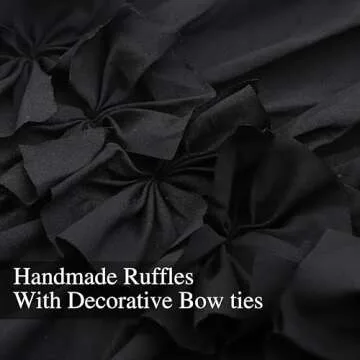 Homechoice Decor Thermal Insulated Blackout Window Curtains, Boho Ruched Window Treatments with 3 Rows of Butterfly Flowers, Rustic Rod Pocket Drapes for Room, 54" W x 84" L, 2 Panels, Black(LQ-30)