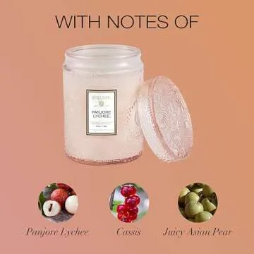 Voluspa Panjore Lychee, Small Candle Jar, 5.5 oz, 50 Hour Burn Time, All Natural Wicks and Coconut Wax for Clean Burning, Vegan, Poured in the USA