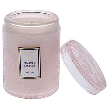 Voluspa Panjore Lychee, Small Candle Jar, 5.5 oz, 50 Hour Burn Time, All Natural Wicks and Coconut Wax for Clean Burning, Vegan, Poured in the USA