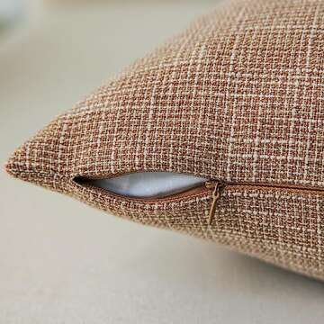Kevin Textile Set of 2 Textural Faux Linen Throw Cushion Pillow Covers Shams for Couch, Invisible Zi...