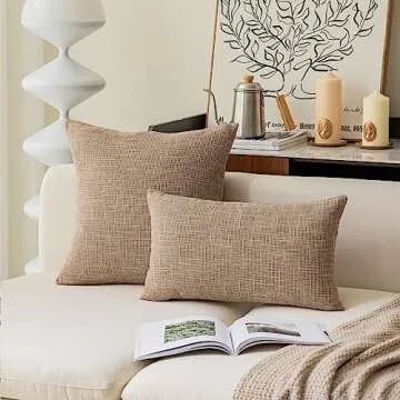 Elegant Set of 2 Faux Linen Throw Cushion Covers