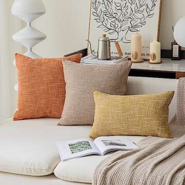 Elegant Set of 2 Faux Linen Throw Cushion Covers